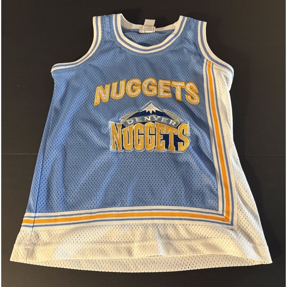 Denver Nuggets Jersey Youth M Blue Mesh NBA Vintage Style Streetwear